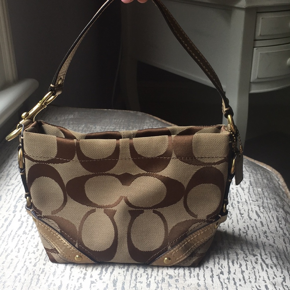 Coach Brown & Gold Shoulder Purse